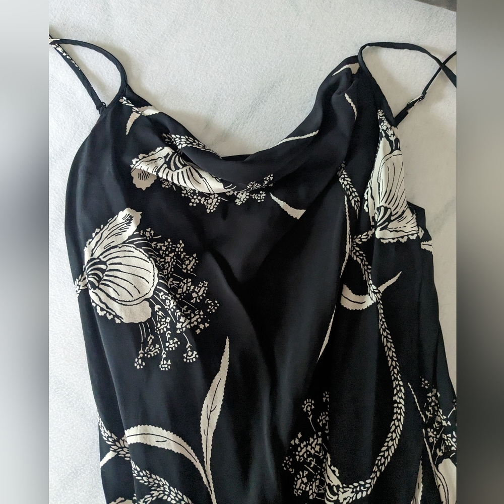 Black cowl neck midi dress